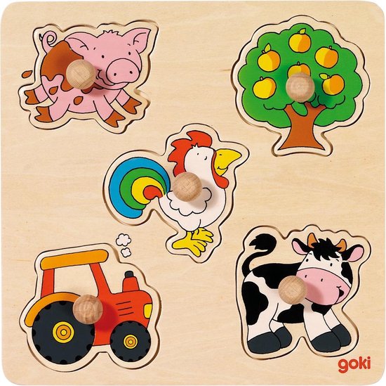Goki Houten Noppenpuzzel Boerderij van Goki