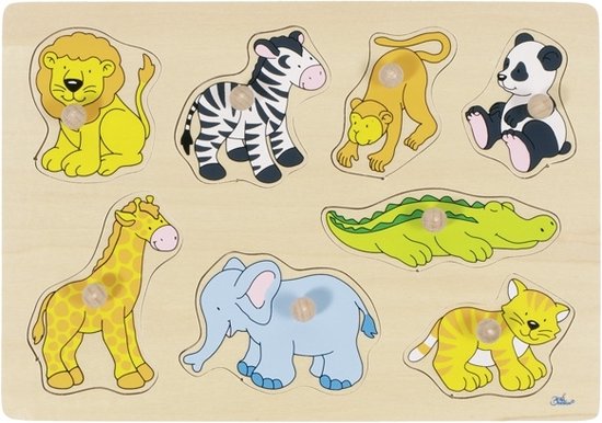 Goki Houten Noppenpuzzel Wilde Dieren van Goki
