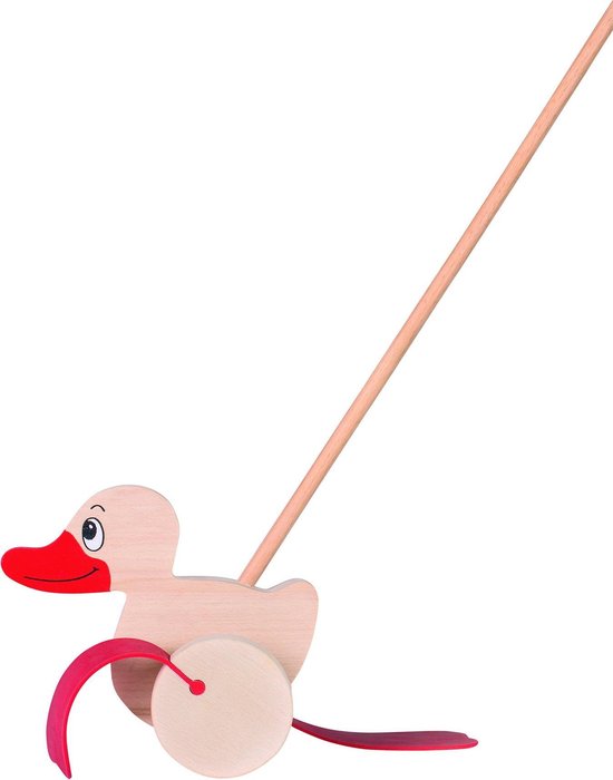 Goki Houten Stokroller Eend 17cm van goki