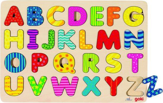 Goki Inlegpuzzel: abc hoofdletters carnaval van Goki