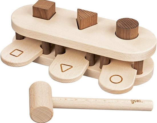 Goki Klopbank Junior 21 X 12 X 7 Cm Hout Naturel/bruin 4-delig van Goki