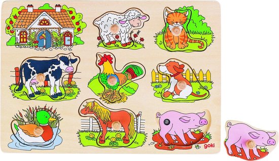 Goki Noppenpuzzel Boerderijdieren met Geluid van Goki