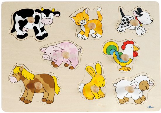 Goki Noppenpuzzel Dieren van Merkloos