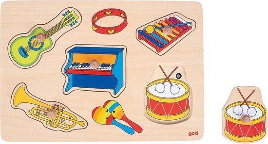 Goki Noppenpuzzel Muziekinstrumenten met Geluid, 5st. van goki