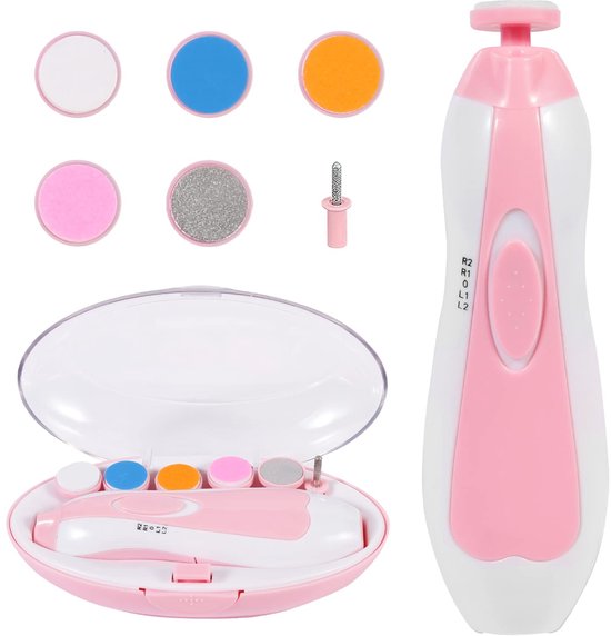 GOODEVN Baby Nail Trimmer Electric - Ultra Quiet & Safe Newborn Nail Clipper Kit with LED Light - 6 Replaceable Grinding Heads for Infant, Toddler & Adults - Painless Fingernail & Toenail Care (Pink) van Merkloos