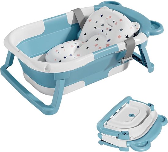 Goodivery - Babybadje met standaard -babybad -luma bad - luma bad- en verzorgingsset - 44 x 30 x 19cm - lichtblauw van Goodivery