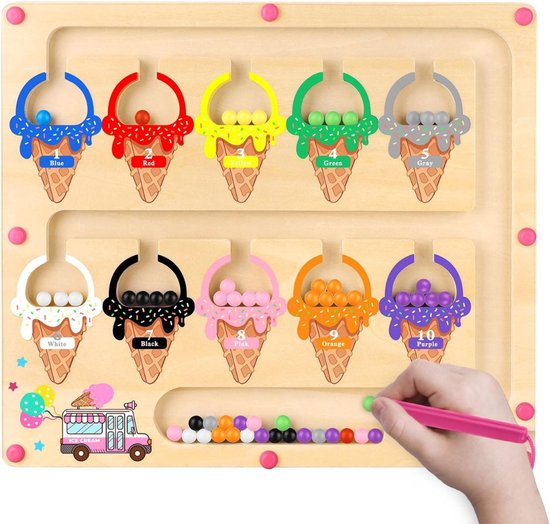 Goodivery® - Magnetisch Doolhof - Cadeau Voor Meisjes En Jongens Kinderen Van 3 Jaar Speelgoed Meisjes Jongens Kinderen Houten Speelgoed Cijfers En Kleuren Educatieve Spelletjes Motorische Vaardigheden Speelgoed van Goodivery