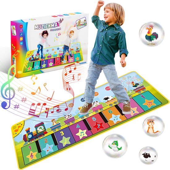 GoodsFrom MuziekMat - Muziekmat met 8 dieren - 3jaar - dansmat - vloermat - speelgoed voor kinderen - meisjes en jongens van GoodsFrom