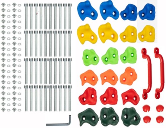 Goodz4All 20 Klimstenen met 2 Klimgrepen voor de Klimmuur Klimwand Kinderen van Goodz4All