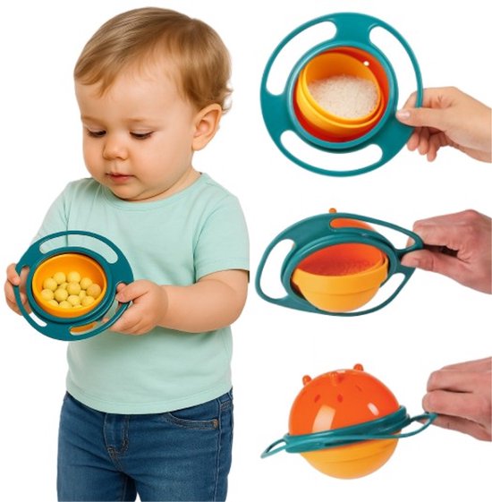 Goodz4All 360° Anti Knoei Bakje Kind met Handvatten - Kinderservies Kinderbord Babyservies Baby Bord - 360 Graden Beker Oefenbeker- Kinderservies Snackbakjes Kind- Vanaf 6 Maanden+ van Merkloos