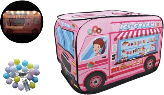 Goodz4All Keuken Speelgoed Popup IJscokar Pop Up Tent IJskar Kindertent Speelhuisje IJskraam Ice Cream Truck Pop-up Tenten met Verlichting