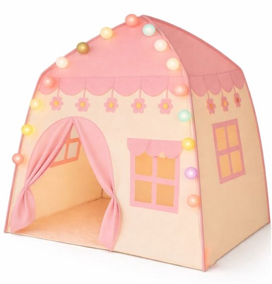 Goodz4All Roze Speeltent Kindertent Speelhuisje Tent met Verlichting Ledlampjes van Merkloos