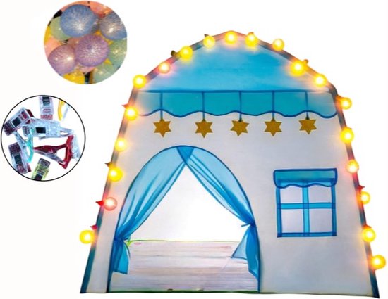 Goodz4All Speeltent XL met LED verlichting en Clips - Tent - Blauw van Goodz4All