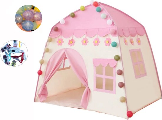 Goodz4All Speeltent XL met LED verlichting en Clips - Tent - Roze van Goodz4All