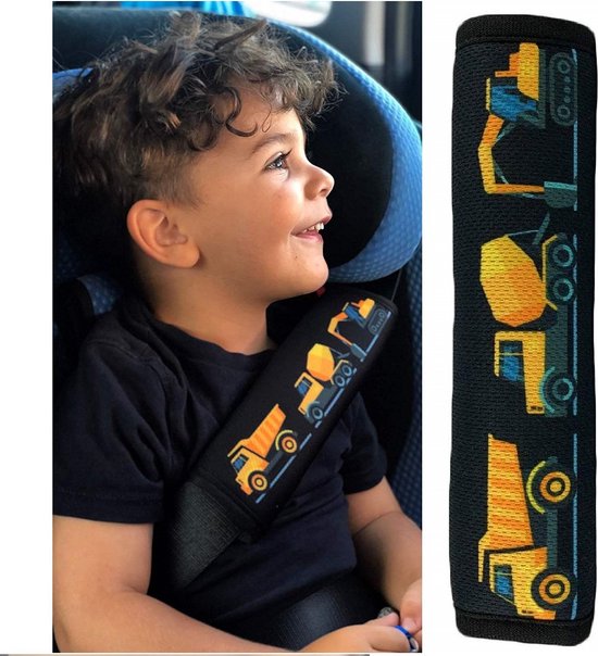 Gordelbeschermer - Bouwvoertuigen - 1 beschermer - Gordelhoes - Gordelkussen - voor baby's of kinderen van KidZ ImpulZ