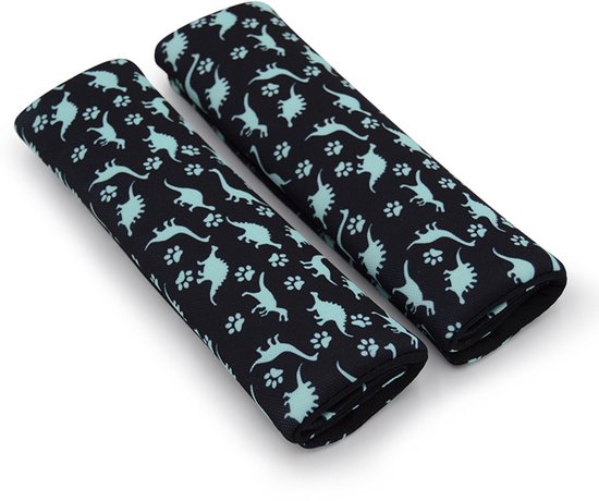 Gordelbeschermer Kind - Blauwe Dino’s - 2 stuks - Kasey Products van Merkloos