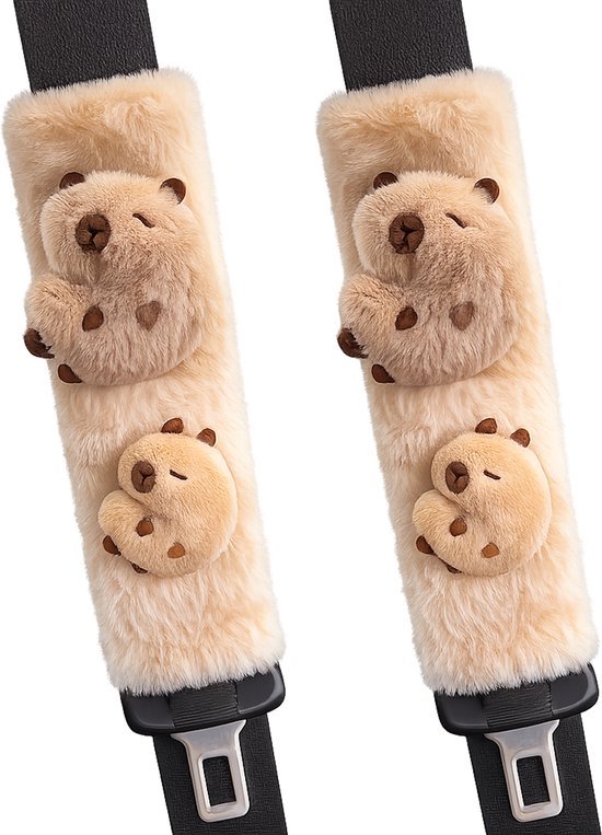 Gordelbeschermer Kind - Capibara met Baby - Gordelkussen 2 stuks