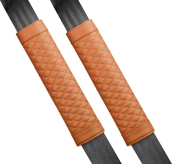 Gordelbeschermer - Set van 2 Gordelhoezen - Geruit Design Bruin - Gordelkussen - Kasey Products van Merkloos