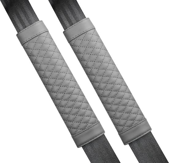 Gordelbeschermer - Set van 2 Gordelhoezen - Geruit Design Grijs - Gordelkussen - Kasey Products van Merkloos