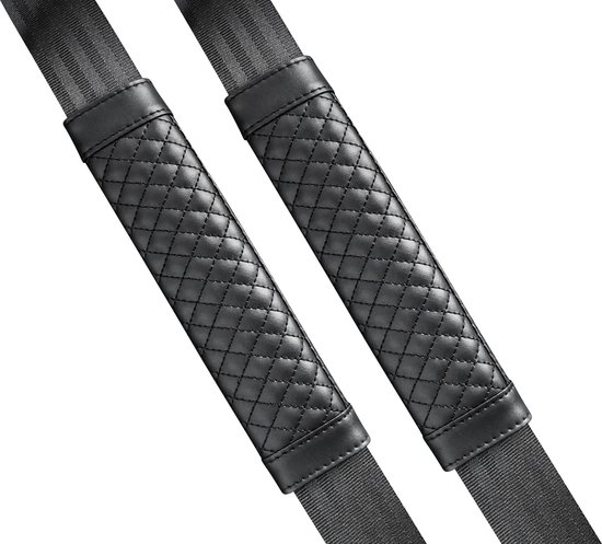 Gordelbeschermer - Set van 2 Gordelhoezen - Geruit Design Zwart - Gordelkussen - Kasey Products van Merkloos