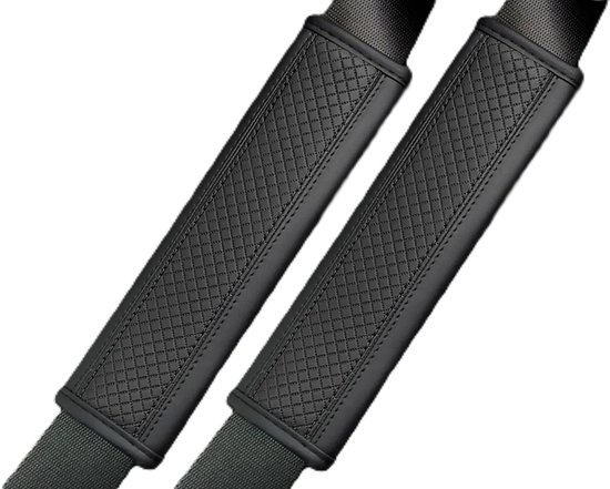 Gordelbeschermer - Set van 2 Gordelhoezen - Geruit Zwart Stiksel - Gordelkussen - Kasey Products van Merkloos