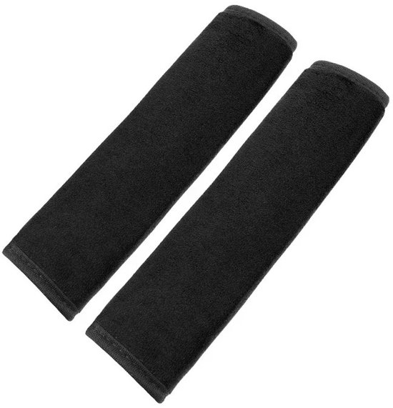 Gordelbeschermer - Set van 2 Gordelhoezen - Gordelkussen - Zwart Pluche - Kasey Products van Merkloos