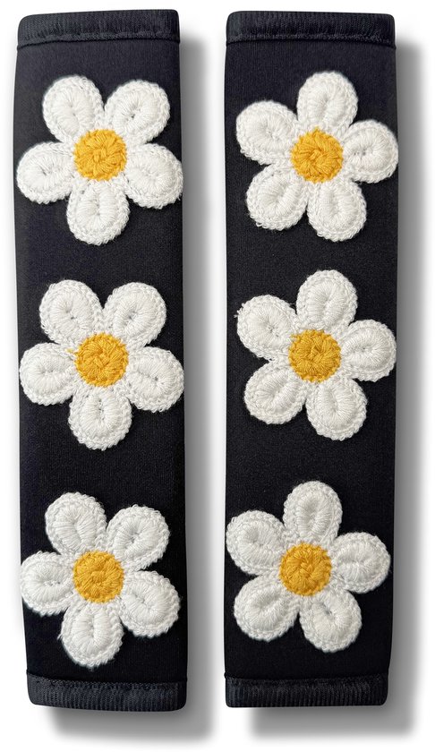 Gordelbeschermer - Set van 2 Gordelhoezen - Madeliefjes - Gordelkussen - Kasey Products van Merkloos