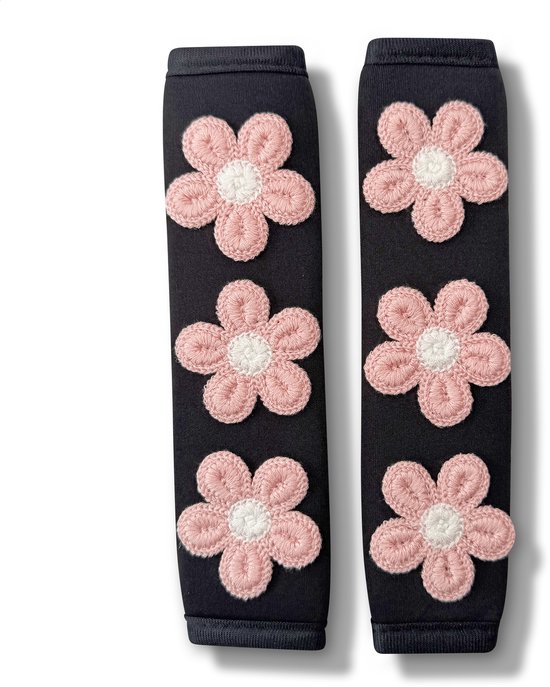 Gordelbeschermer - Set van 2 Gordelhoezen - Madeliefjes Roze - Gordelkussen - Kasey Products van Merkloos