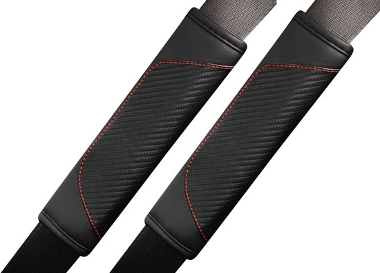 Gordelbeschermer - Set van 2 Gordelhoezen - Zwart Carbon Look - Gordelkussen - Kasey Products van Kasey Products