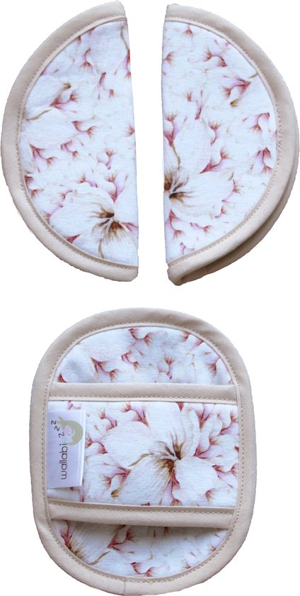 Gordelbeschermer voor Baby - Universele Gordelhoes geschikt voor vele merken - Gordelkussen voor Autostoel Groep 0 - Droombloem Roze van Deryan