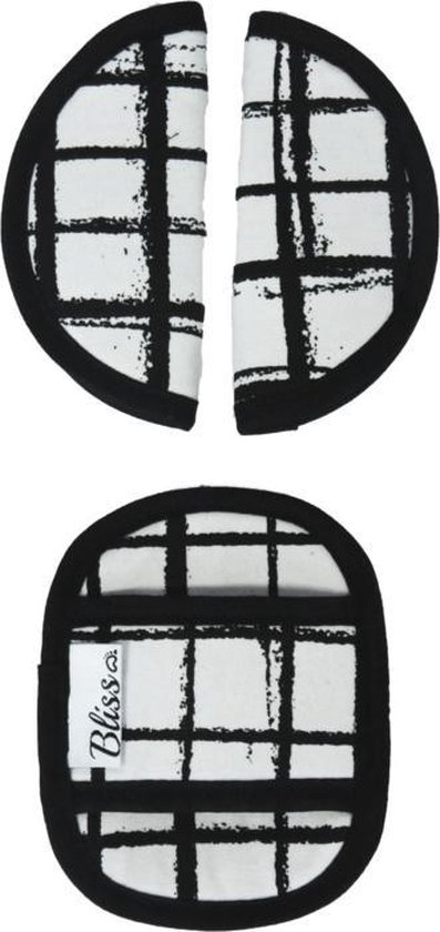 Gordelbeschermer voor Baby - Universele Gordelhoes geschikt voor vele merken - Gordelkussen voor Autostoel Groep 0 - Raster Zwart/Wit van LittleDutchman