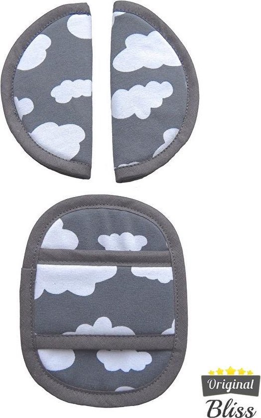Gordelbeschermer voor Baby - Universele Gordelhoes geschikt voor vele merken - Gordelkussen voor Autostoel Groep 0 - Wolk Grijs van Dooky