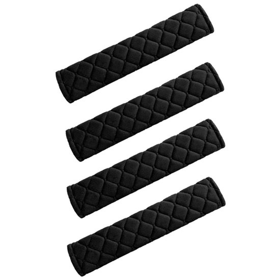Gordelbeschermers Auto - Comfortabele Gordelpads - Zacht & Wasbaar - Bescherming voor Autogordels - Voor Kinderen & Volwassenen - Zwart - 4 Stuks van Merkloos