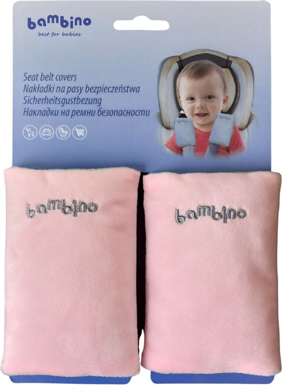 Gordelhoes baby autostoel - Gordelbeschermers Maxi Cosi - Set van 2 gordelhoezen roze/grijs van Kadoing!