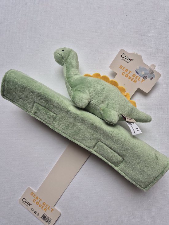 Gordelhoes kind - Groene dinosaurus gordelbeschermer kind - gordelhoezen voor auto en autostoel - 27cm x 6 cm van Kindermeisje