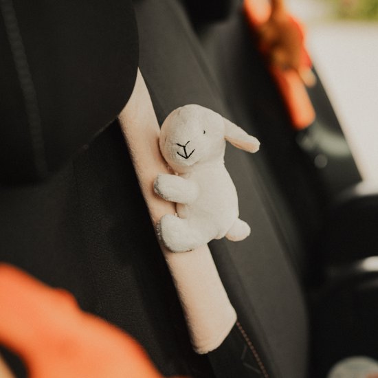 Gordelhoes kind - Lammetje gordelbeschermer kind - gordelhoezen voor auto en autostoel - 27cm x 6 cm van Merkloos