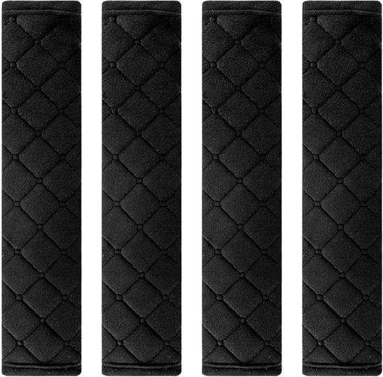 Gordelhoes Set - 4-Delig - Gordelbeschermer - Gordelkussen - Universeel - Comfortabel - Autoaccessoire - Schouderhoes - Zwart van Merkloos