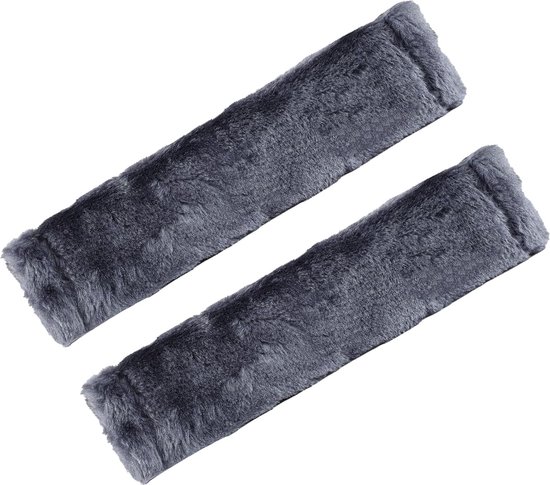 Gordelhoezen - 2 stuks - Gordelkussen - Gordel Beschermer - schoudervullingen - grijs - van kunstmatige pluche - Universele - 25x13CM van Merkloos