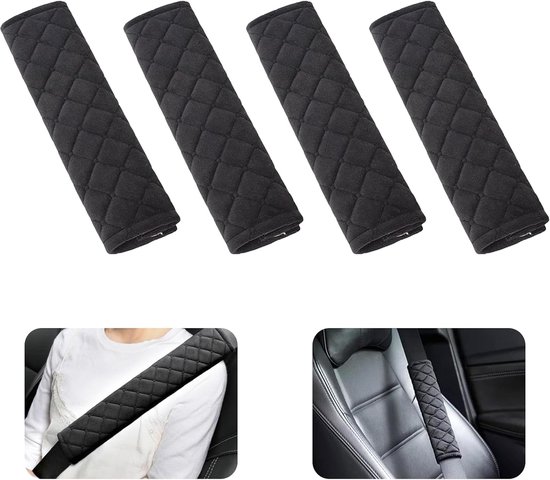 Gordelhoezen - Set van 4 Schouderhoezen - Autogordelkussen voor Kinderen - Gordelkussen - Gordelbeschermer - Gordel Hoes - Auto Gordelhoes - Schouderhoes - Auto Gordel Beschermer - Universele - Zwart - 27cm van Merkloos