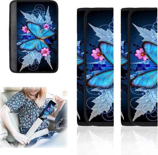 Gordelkussen 2 stuks - Auto gordelbeschermers voor kinderen - Veiligheidsgordelkussen - Neksteun voor kinderen en volwassenen - Vlinder gordelbeschermer kind van Snoozle