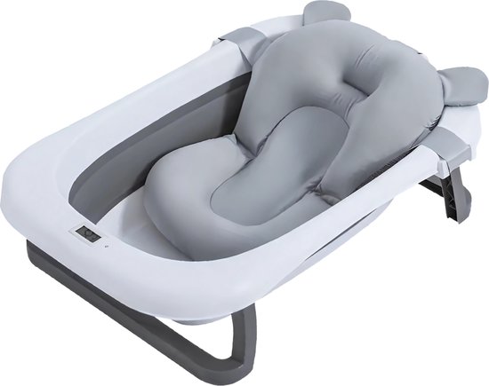 GoudenGracht Baby Bad - Babybad - Babybad met standaard - Opvouwbaar - Digitale Thermometer - Grijs van Merkloos