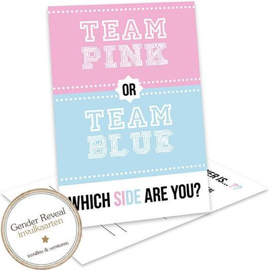 GR508 ( 8 stuks) - Baby Gender Reveal uitnodiging - Uitnodiging - Invulkaarten - Babyshower - Gender reveal party - invulkaarten - Team Pink or Team Blue - Kaarten met enveloppen - gender reveal uitnodigingen - kaart met envelop GR508 (8 stuks ) van VVPGift Company