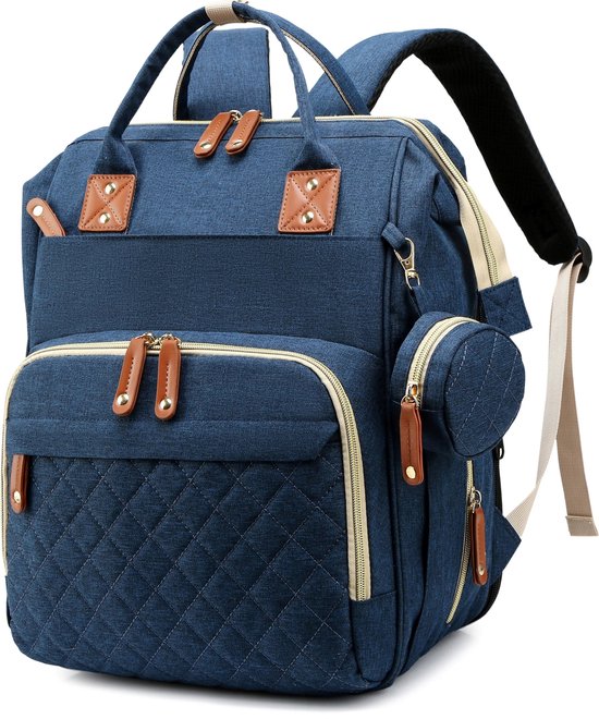 Gran Vida® - Luiertas Rugzak - Uitvouwbaar tot Verschoonmat - Waterdicht - Grote Capaciteit - Ergonomisch Comfort - Blauw van Gran Vida