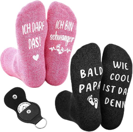 Grappige Antislip Sokken en Beslissingsmunt Geschenkset voor Nieuwe Ouders van Merkloos