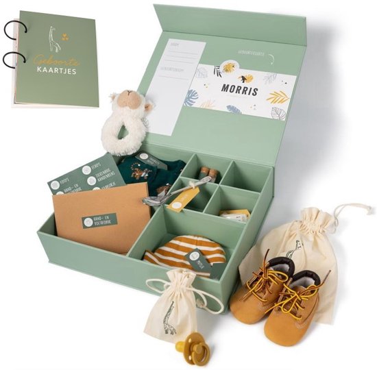 Great Memories by Goodz4All Luxe Baby Memory Box met Geboortekaartjes Bewaarbundel – Herinneringsdoos - Kraamcadeau - Baby Geschenkset - Babyshower cadeau - Met Inktpad voor Voet- en Handafdruk - Groen van Merkloos