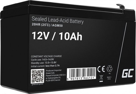 Green Cell 12V 10Ah 10000mAh VRLA AGM accu van Green Cell