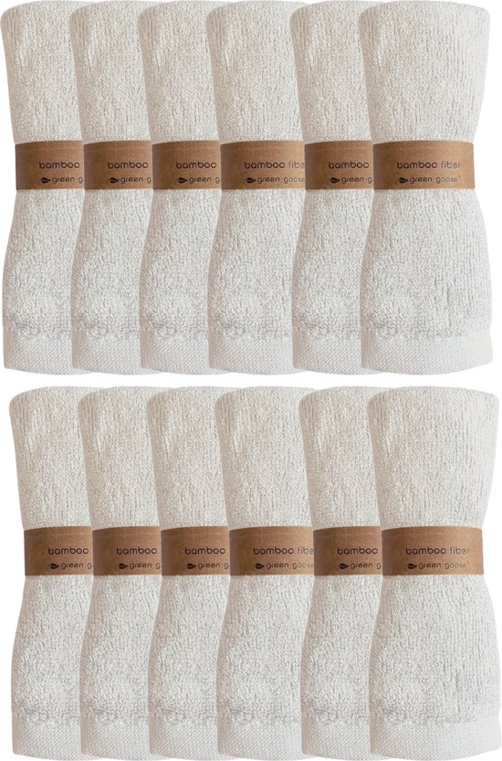 green-goose® Bamboe Doekjes - 12 Stuks - 26x26 cm - Wit - Duurzame Baby Spuugdoekjes - Gezicht Reinigingsdoekjes van green-goose®