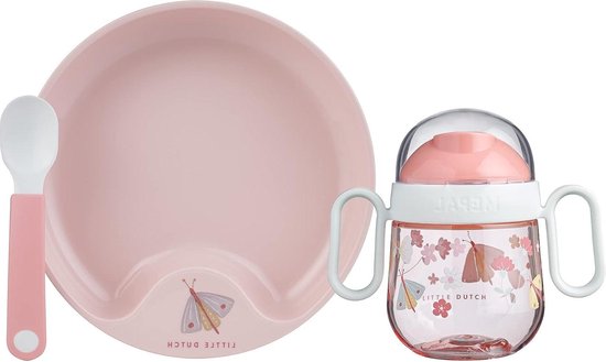 Green Harmony Babyservies Mio 3-delig met Little Dutch Flowers Butterflies kinder ontbijtset van Gre