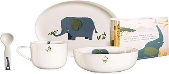 Green Harmony Kinderserviesset Emma Olifant 5-delig voor kinderen met liefde voor dieren - nodig. kinder ontbijtset van Gre