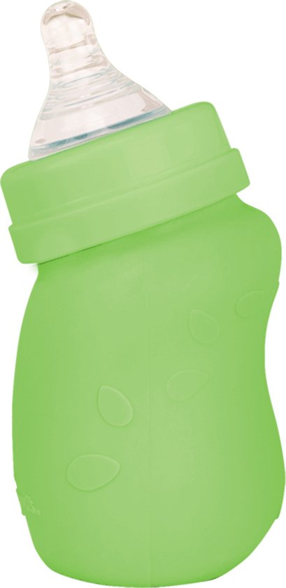 Green Sprouts - Baby Bottle made from Glass with Silicone Cover | Glazen Babyfles (147ml) - Groen